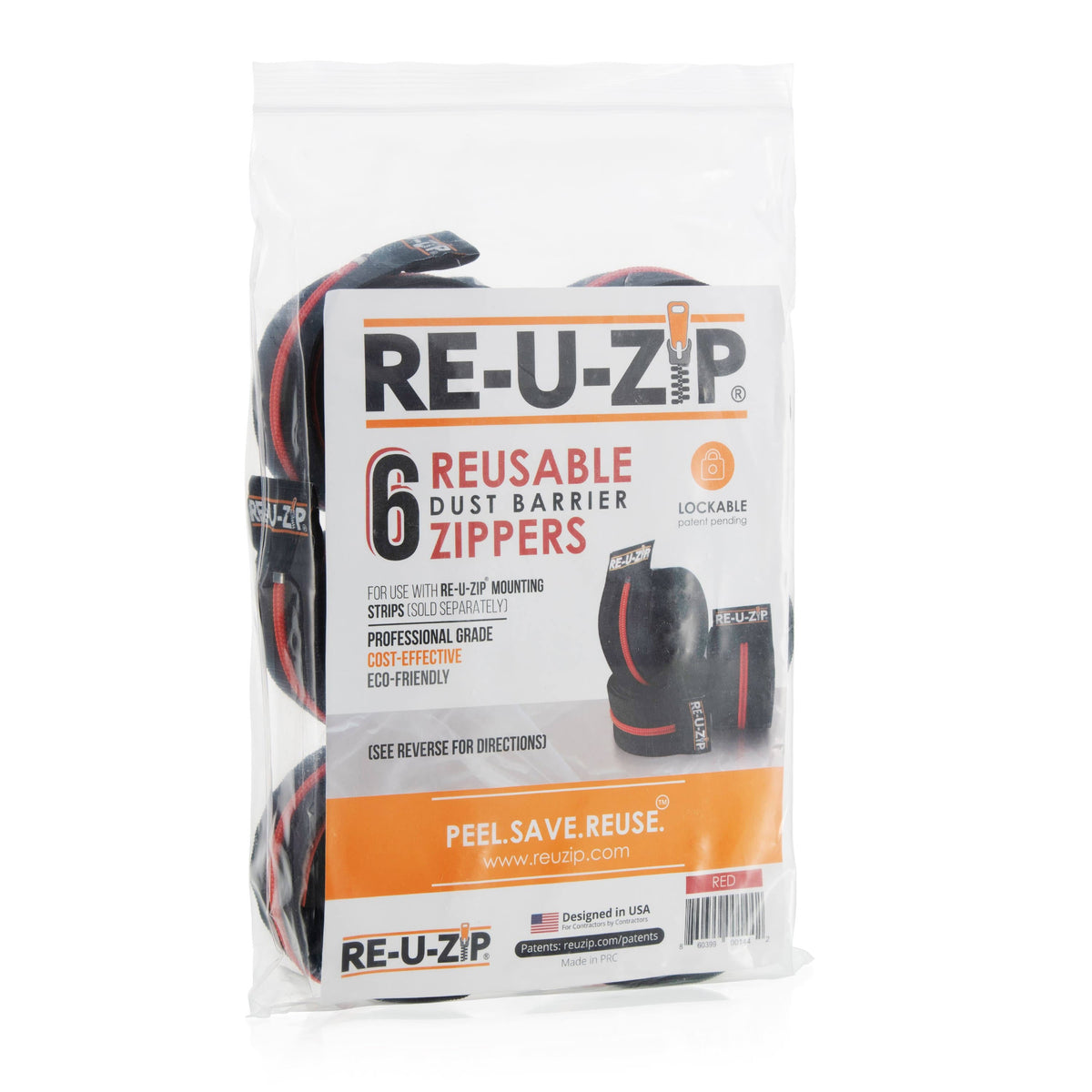 Red Reusable Dust Barrier Zipper 6 Pack Z581011
