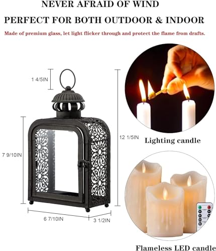 Vintage Metal Candle Lantern with Clear Glass (Bronze) W96093