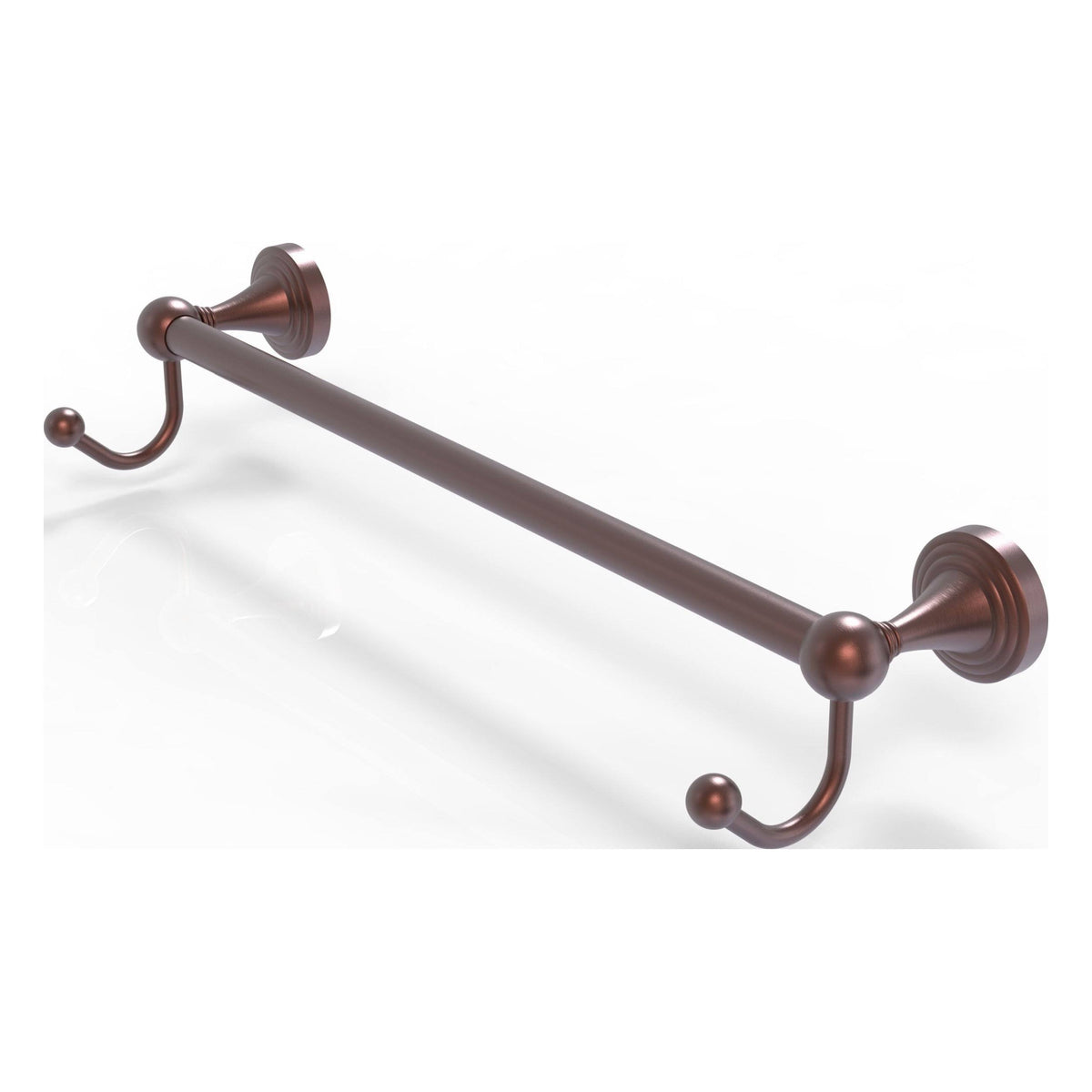 Antique Copper 30 Inch Towel Bar with Integrated Hooks Y538