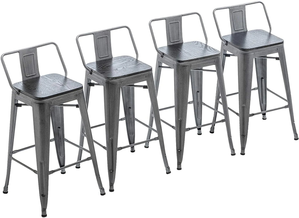 24 Metal Barstools Set of 4 Counter Height with Back N548306