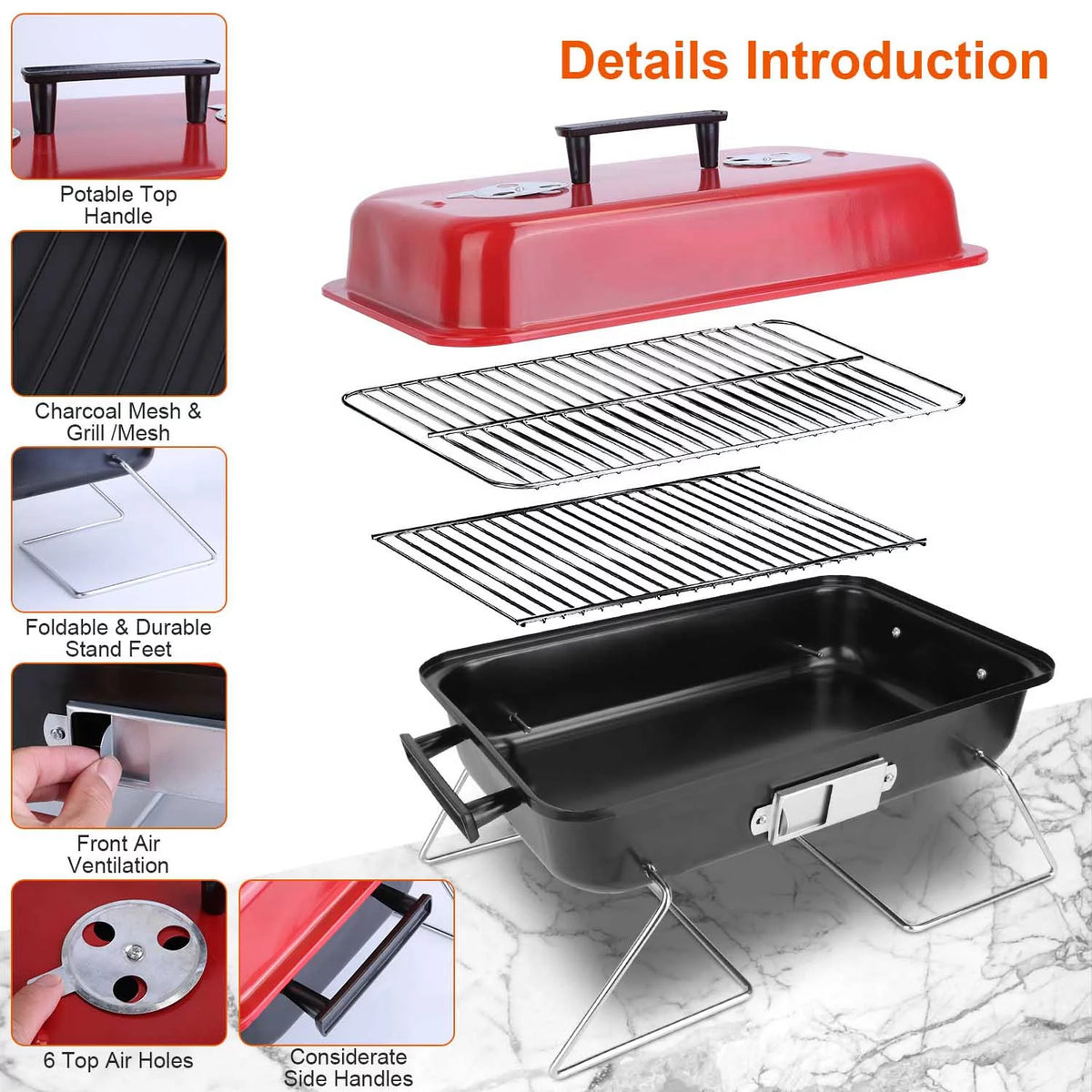 Portable Charcoal Grill with Lid H72720