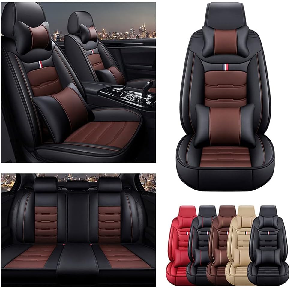 Brown Car Seat Covers with Headrest Backrest Cushions K39931