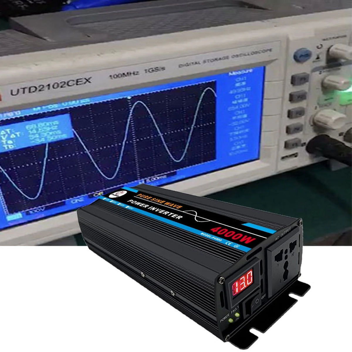 4000W Pure Sine Wave Power Inverter DC12V to AC 120V L7066
