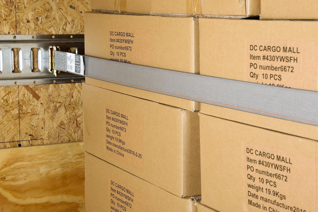 10 E Track Ratchet Tie-Down Cargo Straps, 2 x 16' Grey Polyester X457