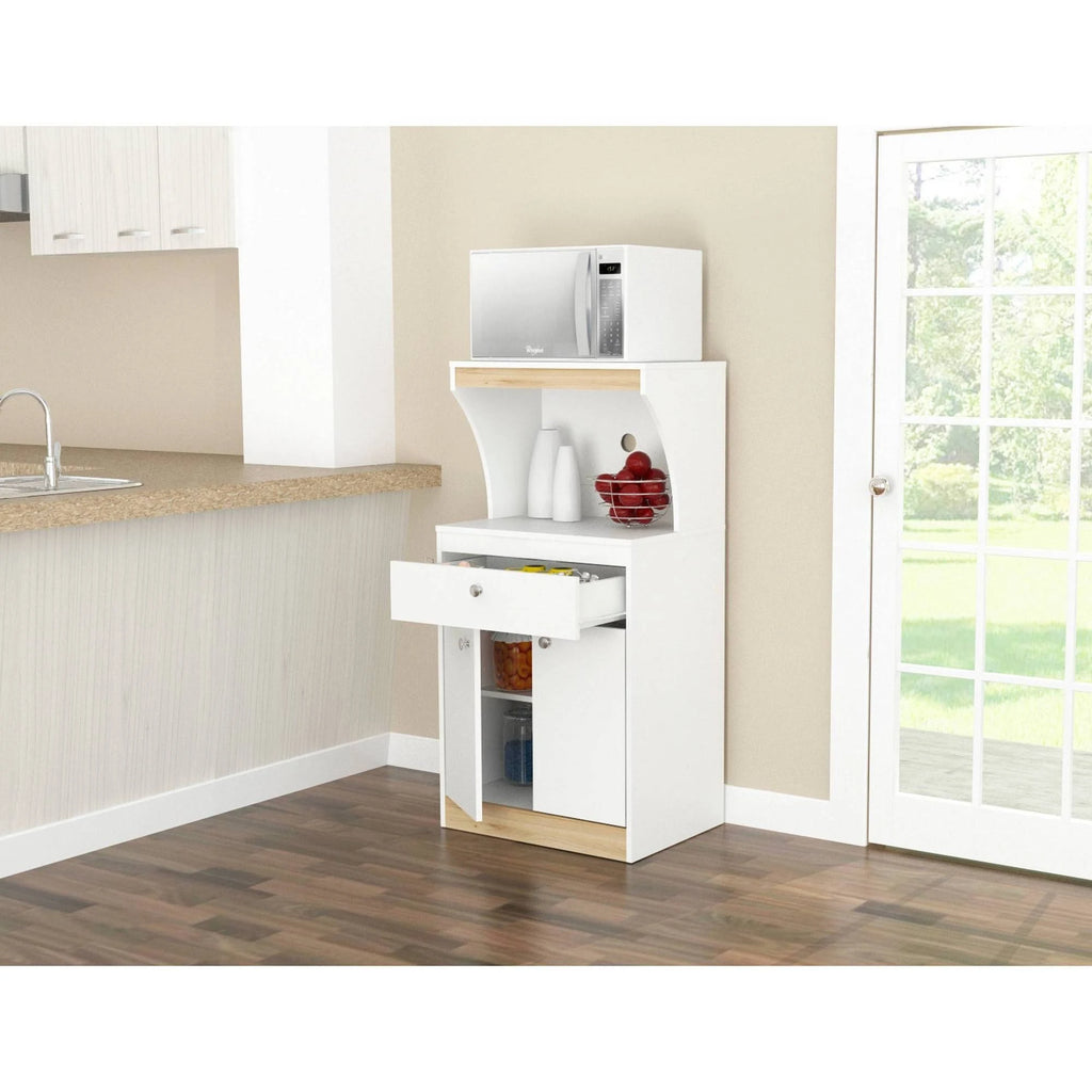 White and Vienes Oak Microwave Cabinet F3352