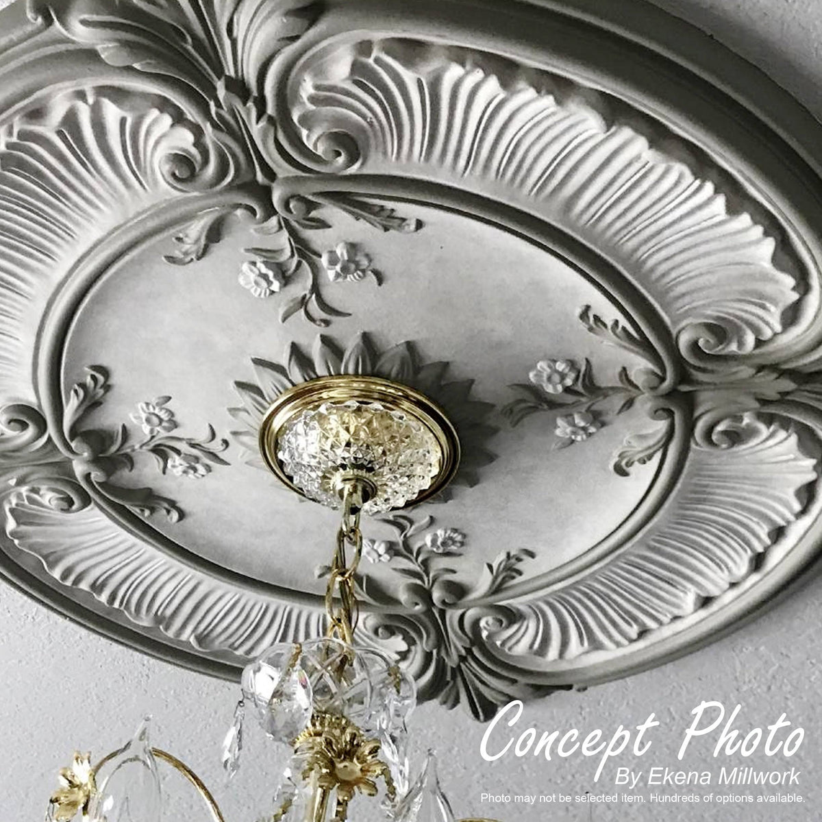 13 7/8x22OD x 3 3/4x22ID x 1 1/4x22P Hand-Painted Black Pearl Ceiling Medallion E823