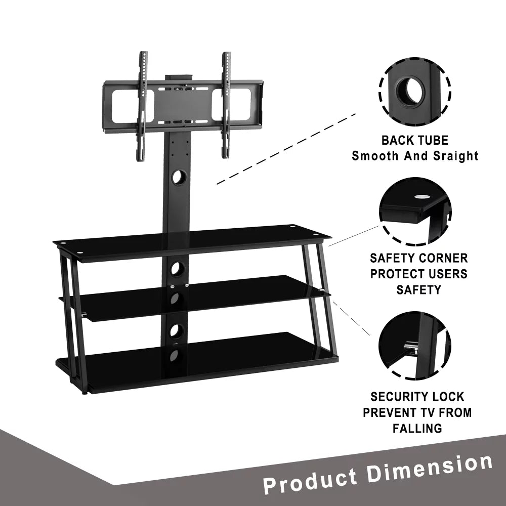 Height Adjustable Tempered Glass Swivel TV Stand I63380