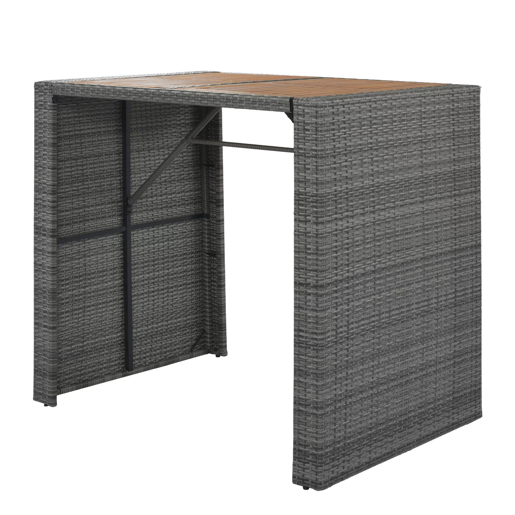 5 Pcs Gray Wicker Patio Bar Dining Table Set V58242