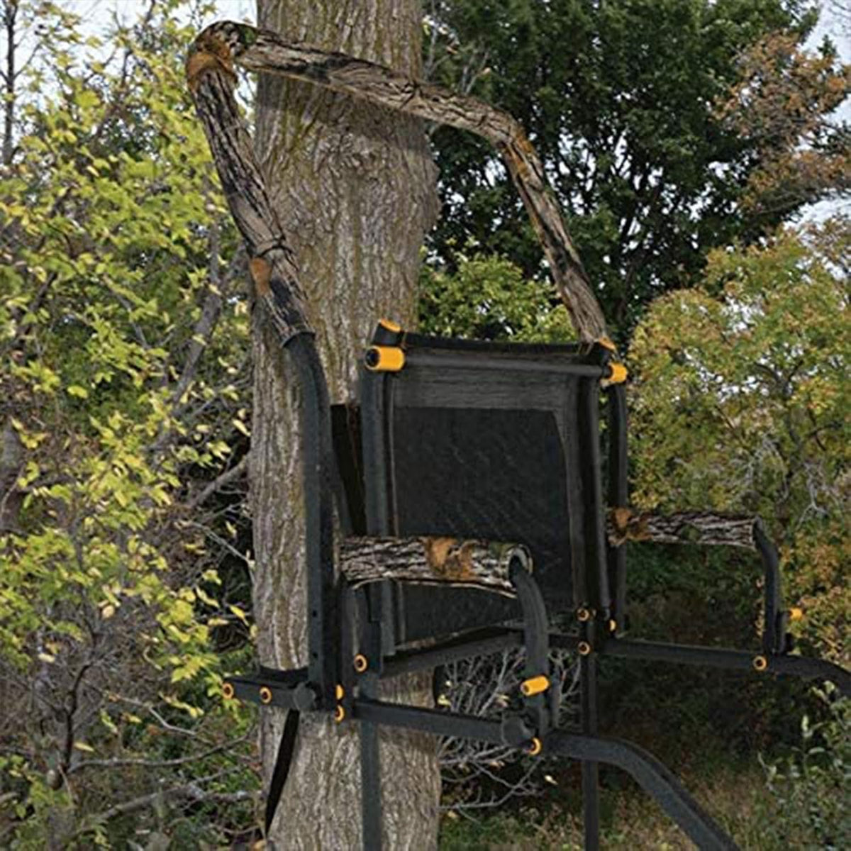 Black 20-Foot Tall 1 Person Hunting Ladder Tree Stand with Shooting Rail and Flex-Tek Seat (2 Pack) P197326