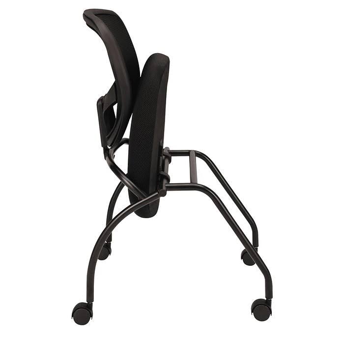 Black Mesh Back Nesting Chair, 2/Carton C843051