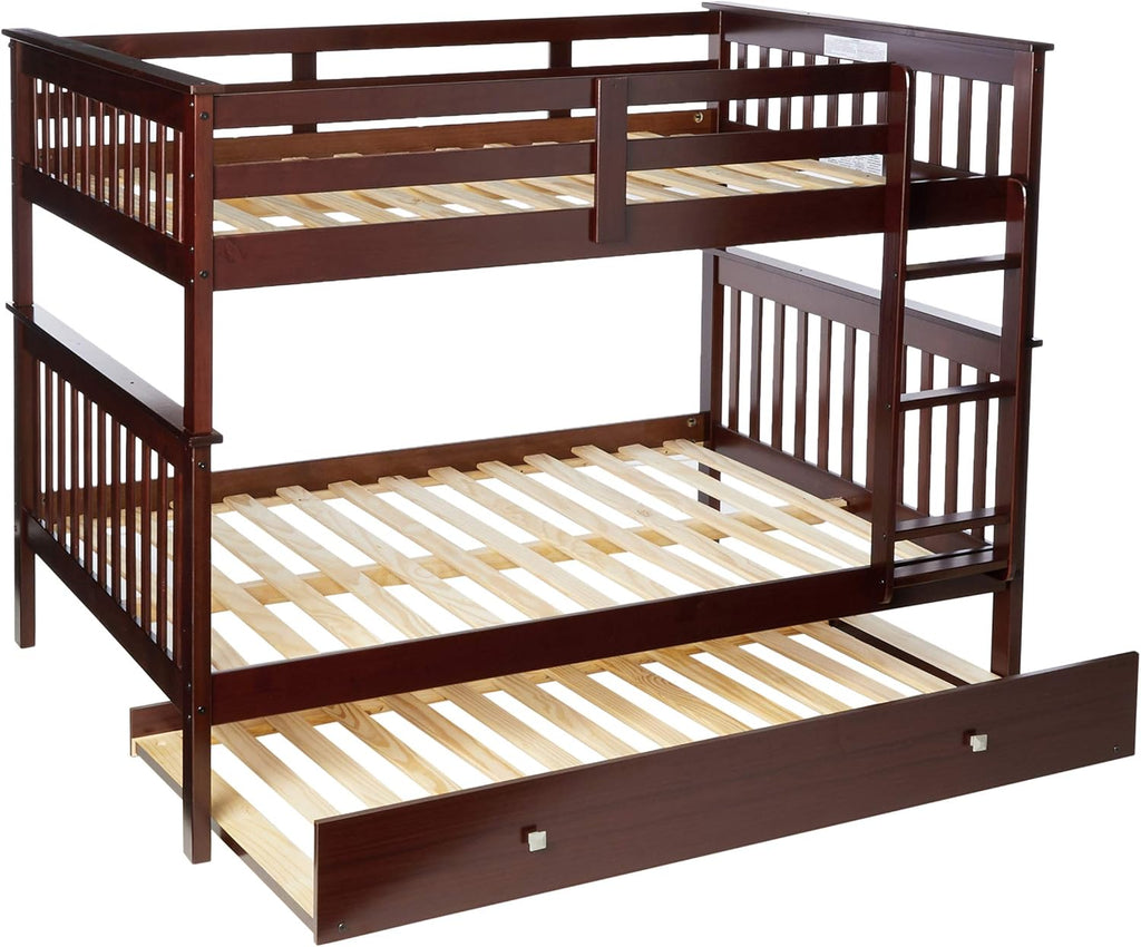 Dark Cappuccino Full/Full/Twin Bunk Bed with Trundle B94315