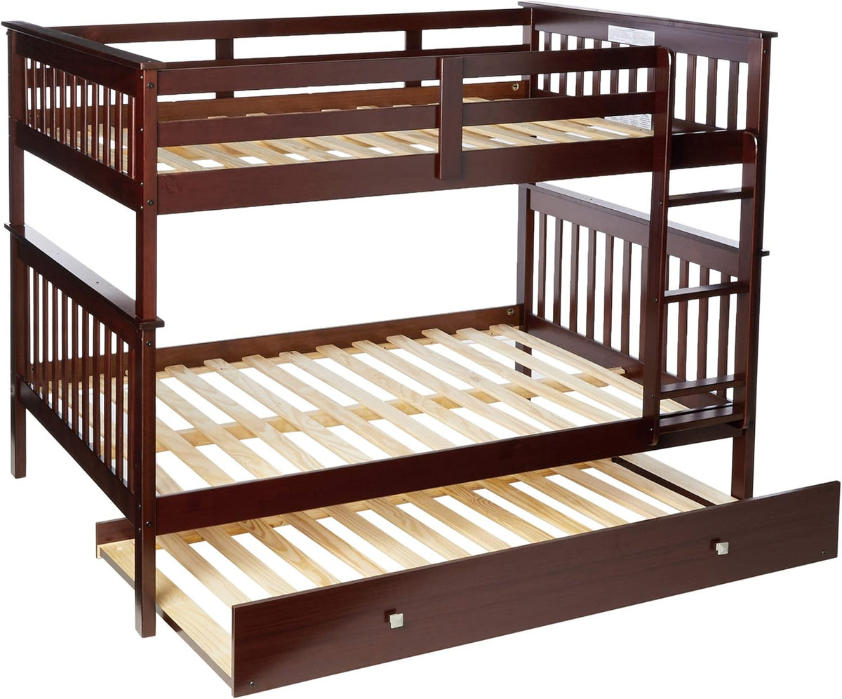 Dark Cappuccino Full/Full/Twin Bunk Bed with Trundle B94315