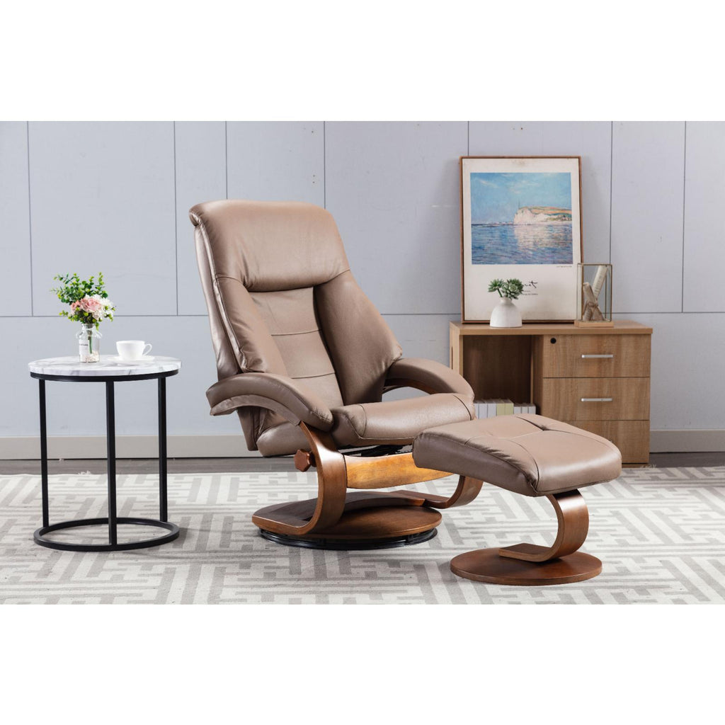 Top Grain Leather Recliner and Ottoman S107183
