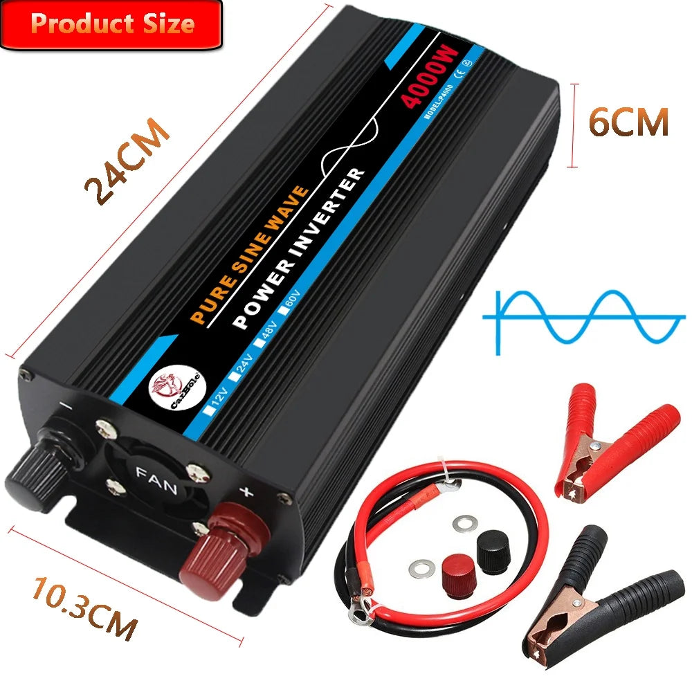 4000W Pure Sine Wave Power Inverter DC12V to AC 120V L7066