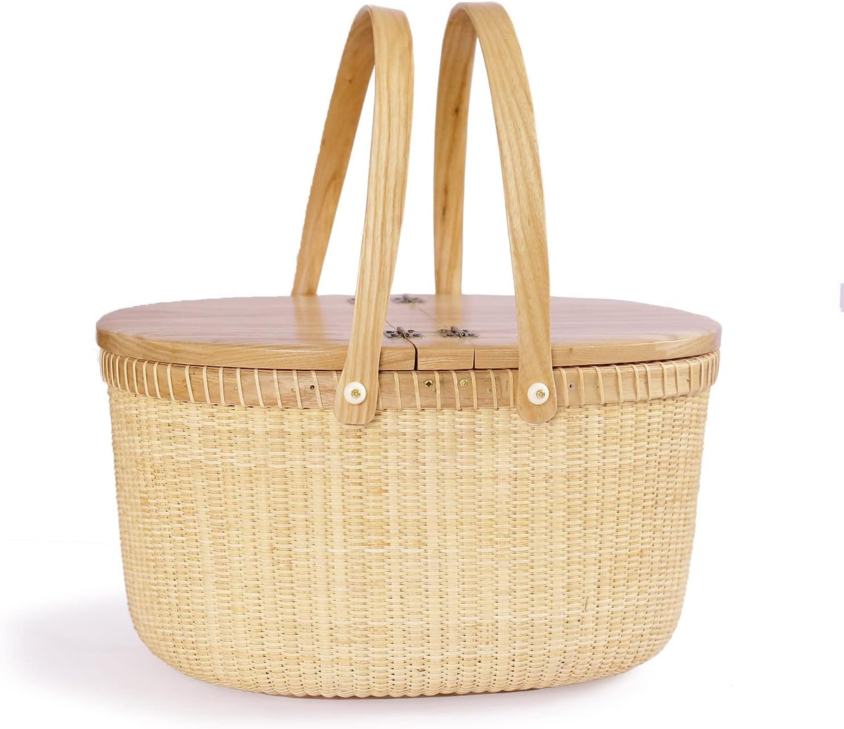 Cane-on-Cane Weave Basket with Two Swing Handles K689