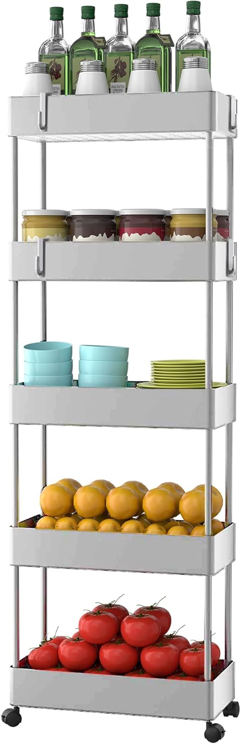5 Tier Rolling Storage Cart with Wheels H56675