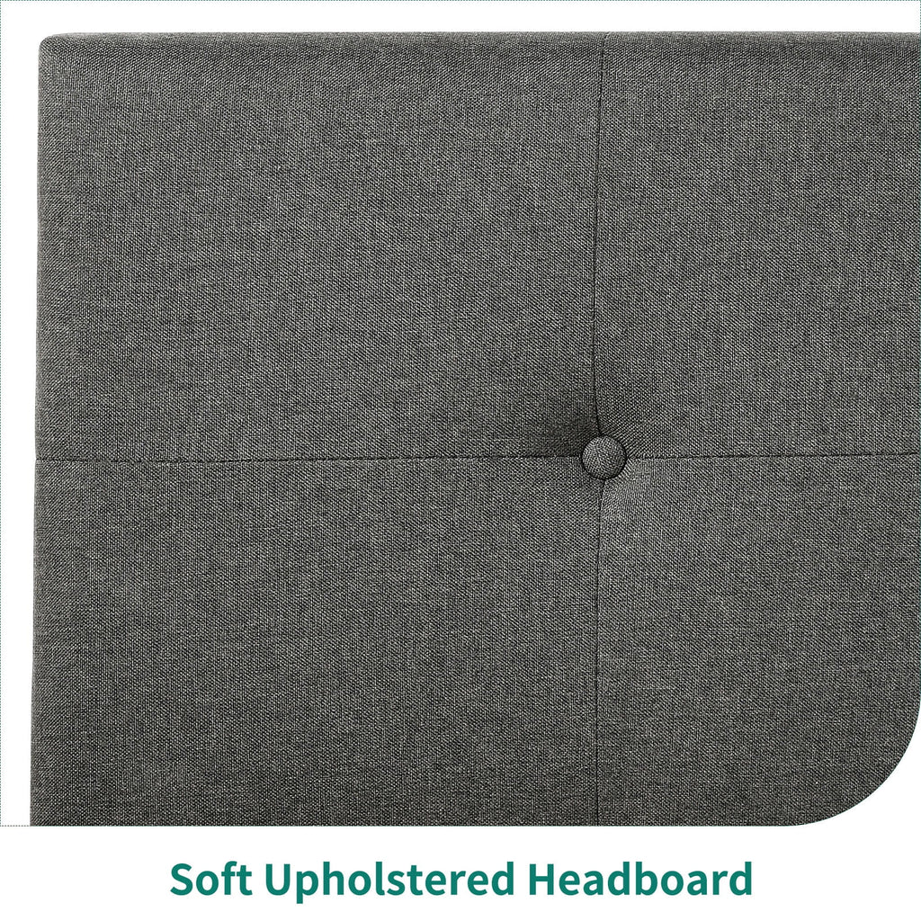 Queen Upholstered Platform Bed Frame with Adjustable Headboard S39742