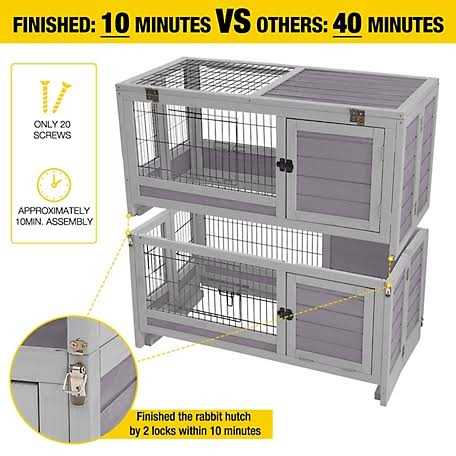 Wooden Rabbit Hutch with Folding Design J795