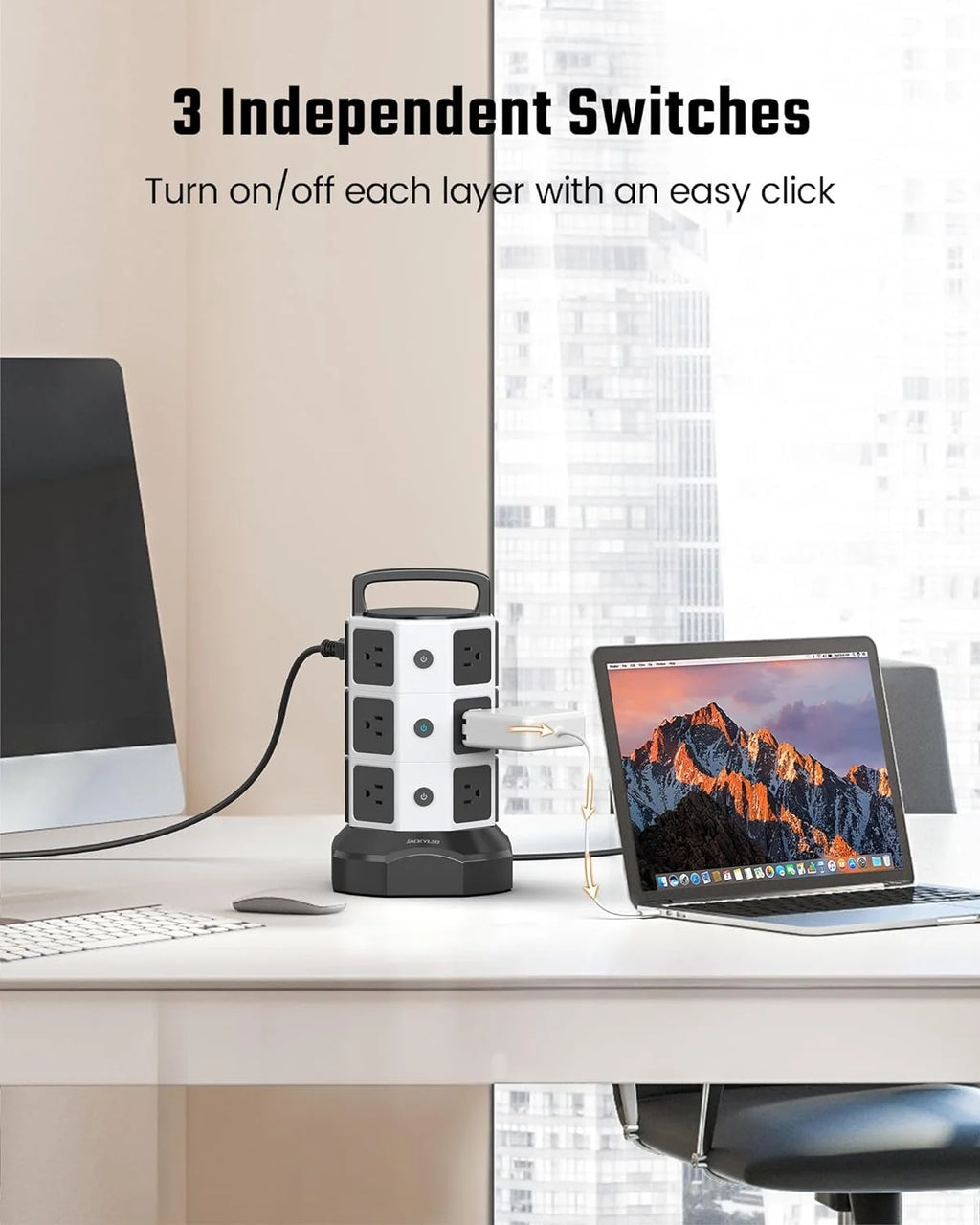 12 AC Outlets 6 USB Ports Power Strip Tower H14126