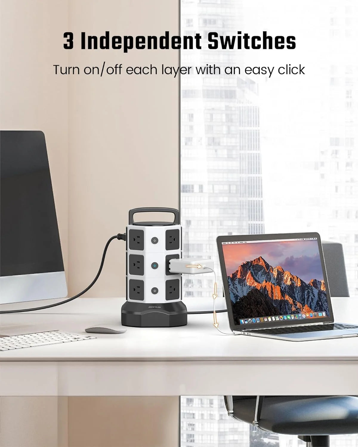 12 AC Outlets 6 USB Ports Power Strip Tower H14126