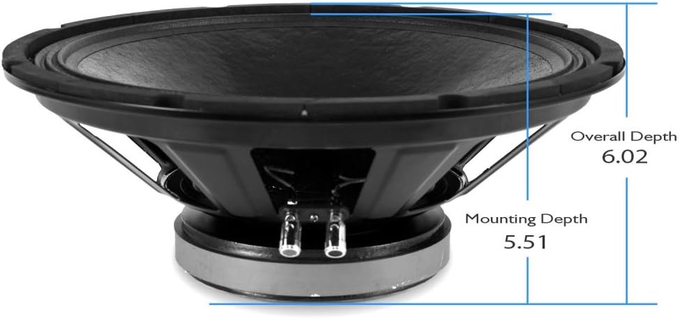 15 Inch 800 Watt Car Midbass Woofer 8 Ohm 70 oz Magnet Pack of 2 H816082