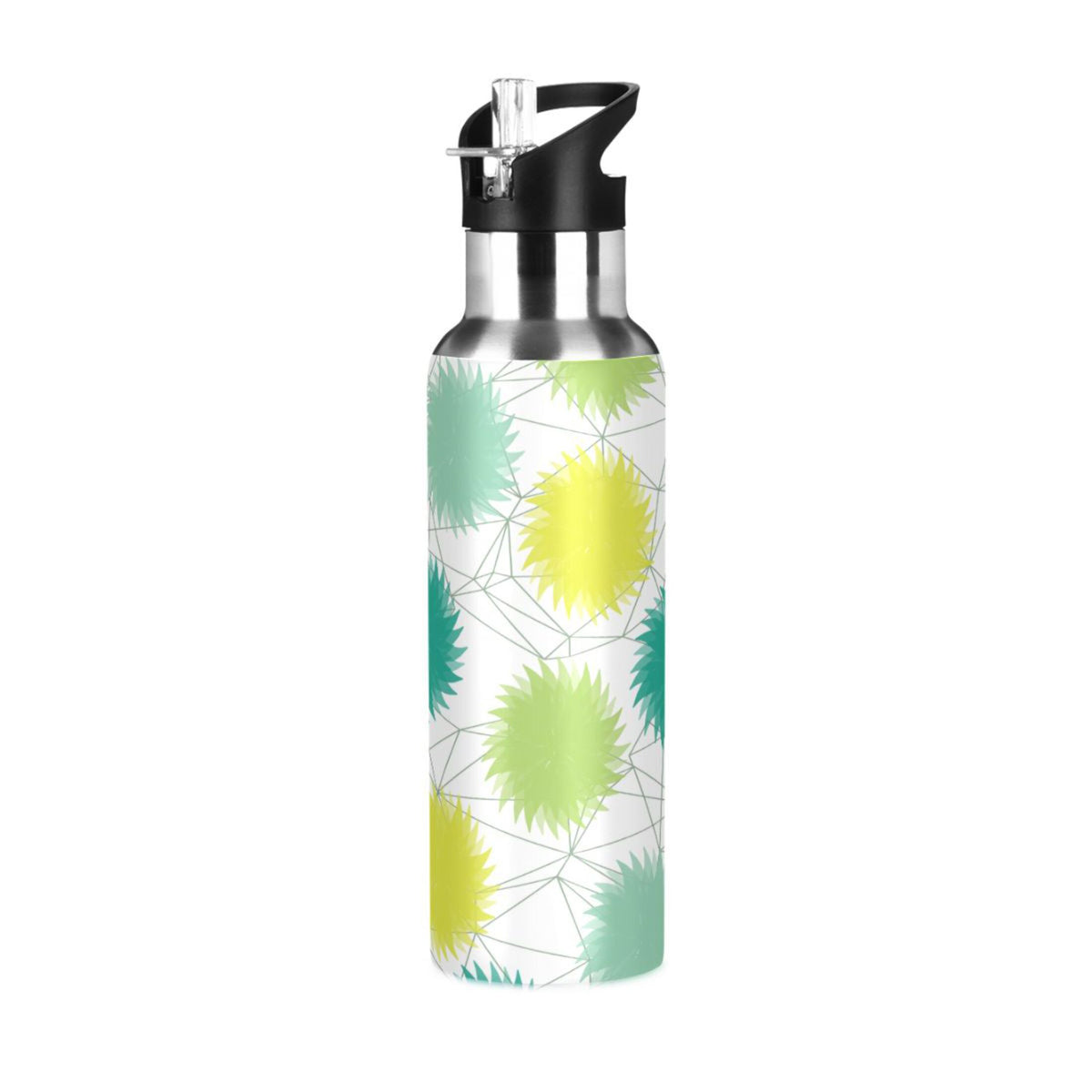 Green and Yellow Stainless Steel Insulated Water Bottle with Straw Lid H3207