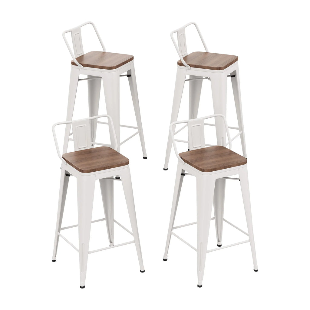24 Metal Barstools Set of 4 Counter Height with Back N548306