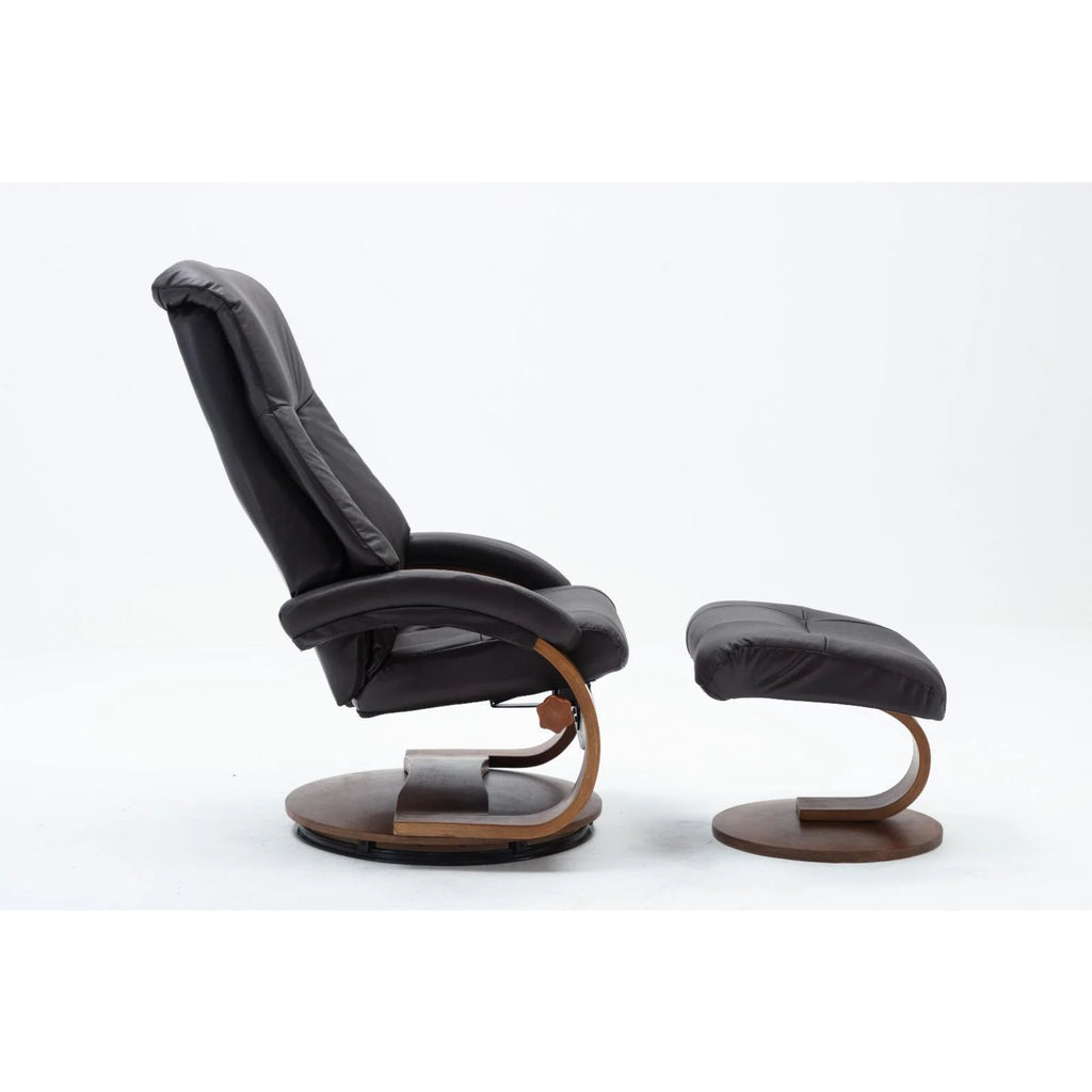 Top Grain Leather Recliner and Ottoman S107183