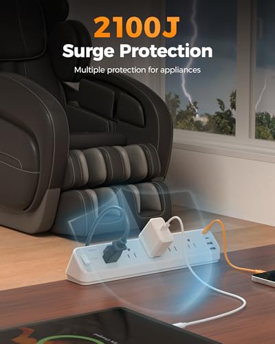 Desk Clamp Power Strip 10 Ft, 5 Outlets with 4 USB Ports S58977