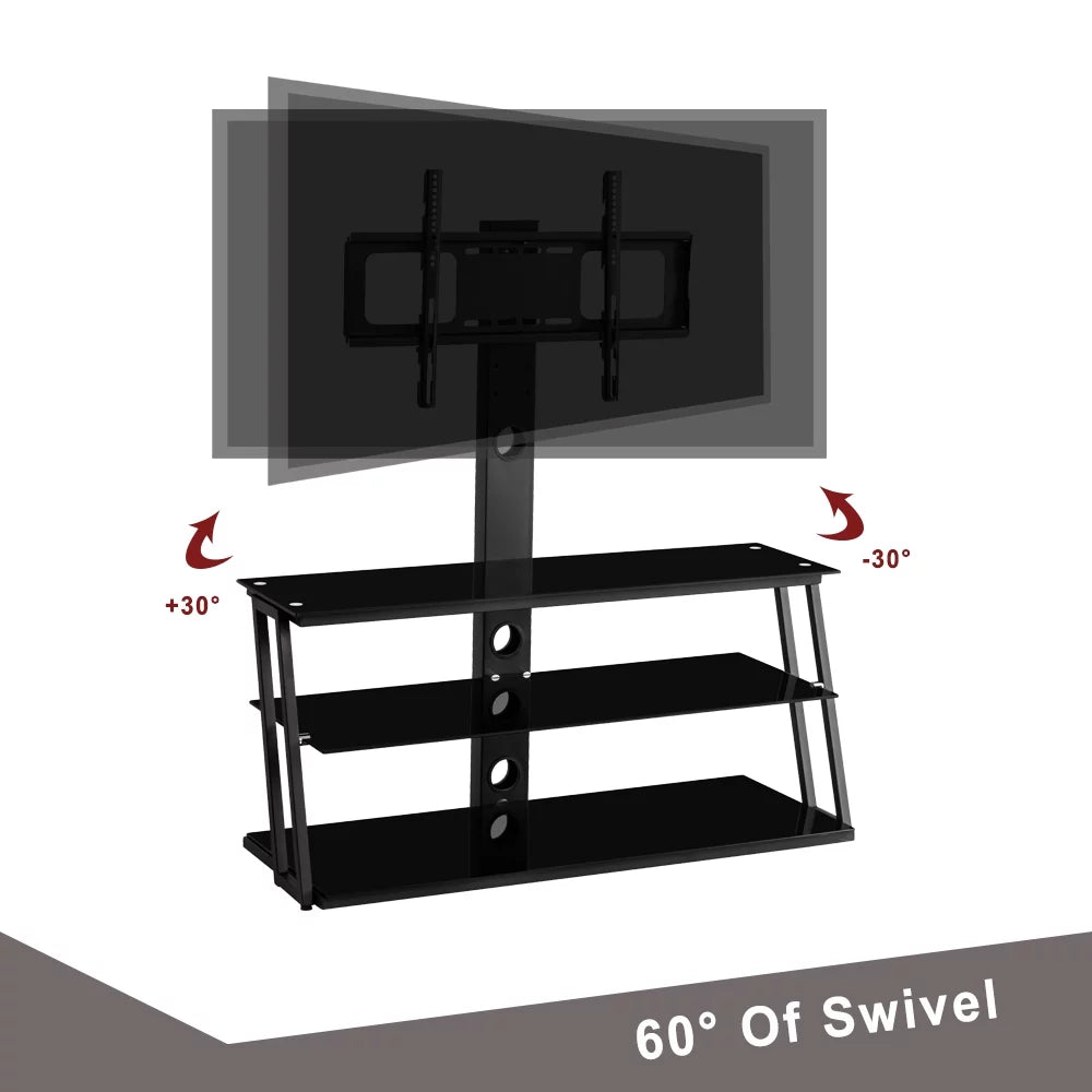Height Adjustable Tempered Glass Swivel TV Stand I63380