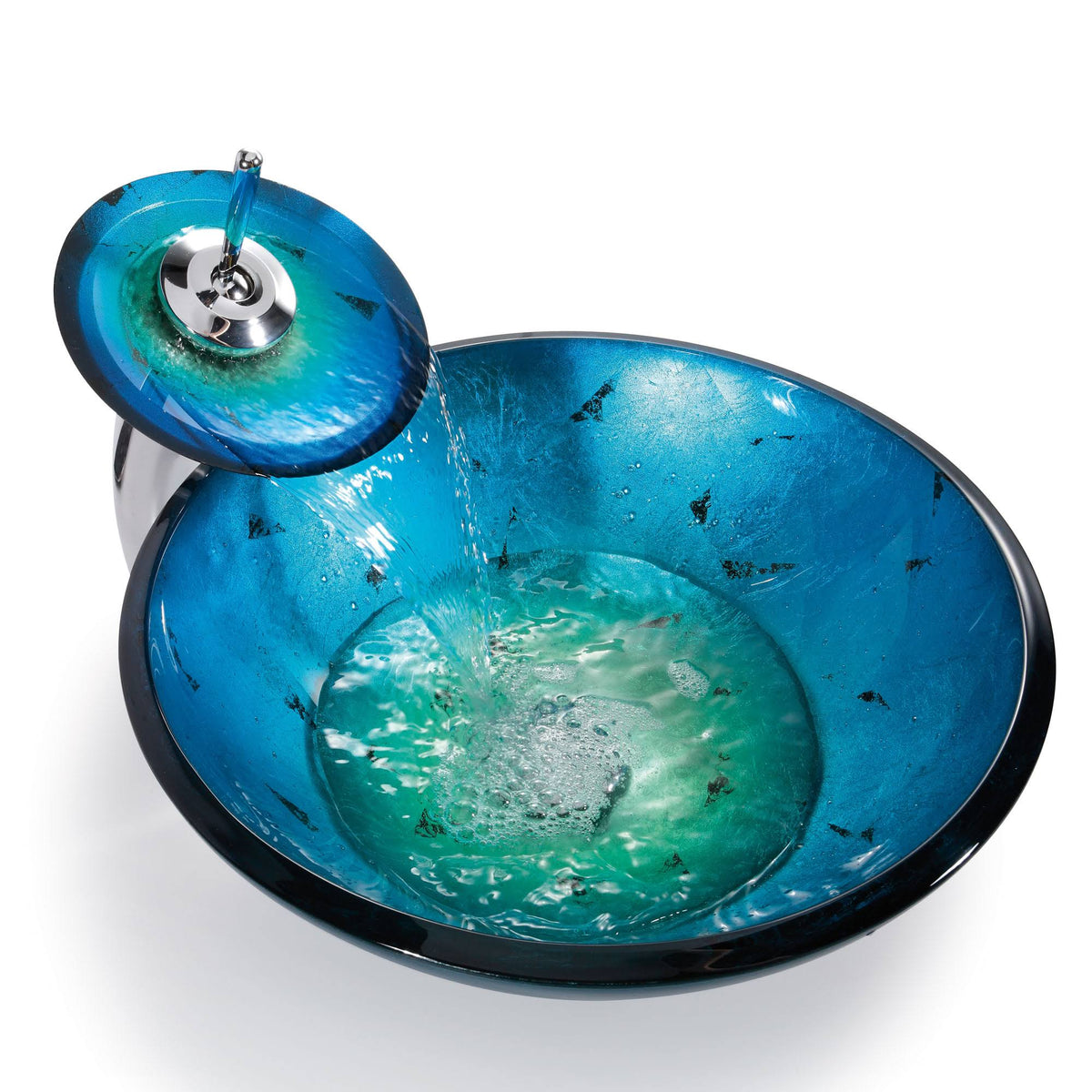Blue Glass Vessel Sink J755