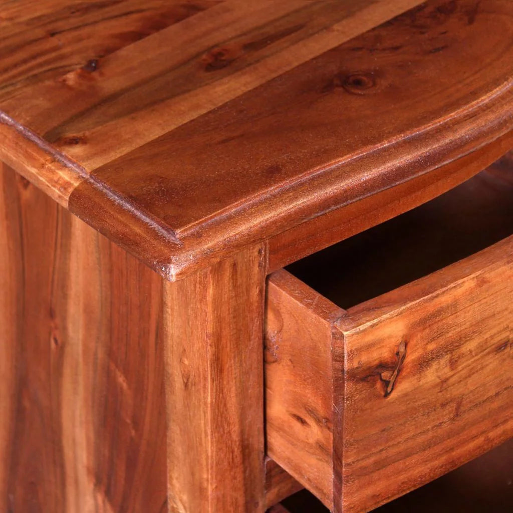 2 pcs Solid Acacia Wood Nightstands with Drawers Z72429