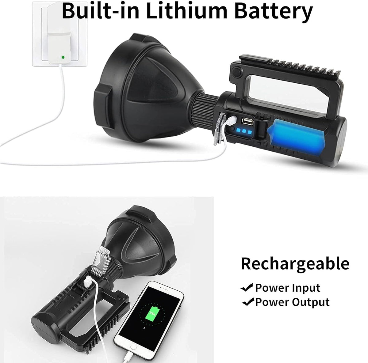 Rechargeable Handheld LED Flashlight 90000 High Lumens Z864