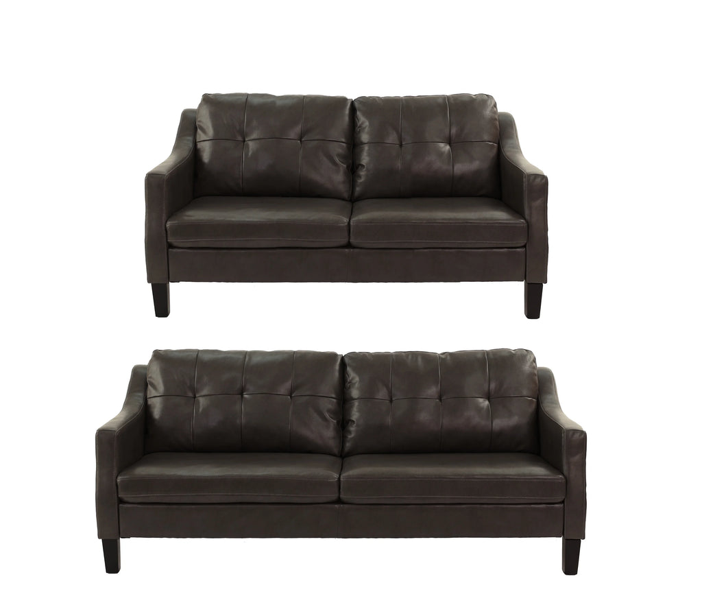 Black Faux Leather 2pc Sofa Set U55790