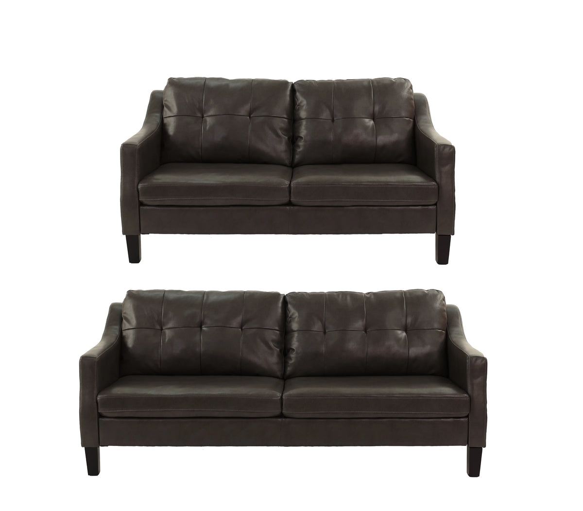 Black Faux Leather 2pc Sofa Set U55790