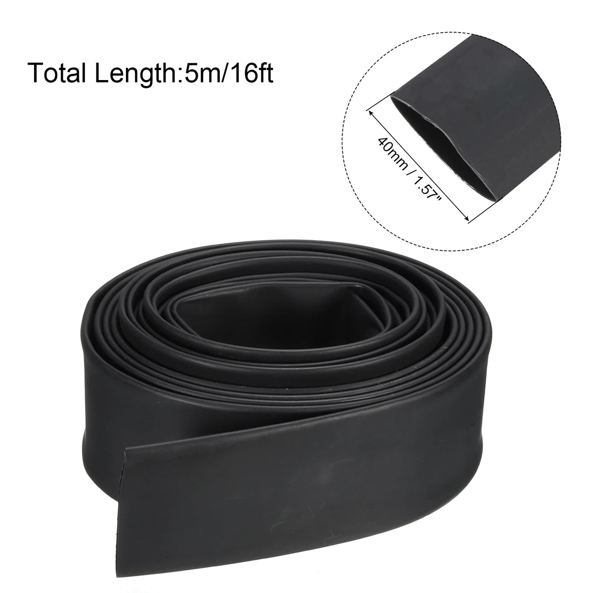 40mm Dia 16ft 4:1 Dual Wall Adhesive Lined Black Heat Shrink Tubing D298