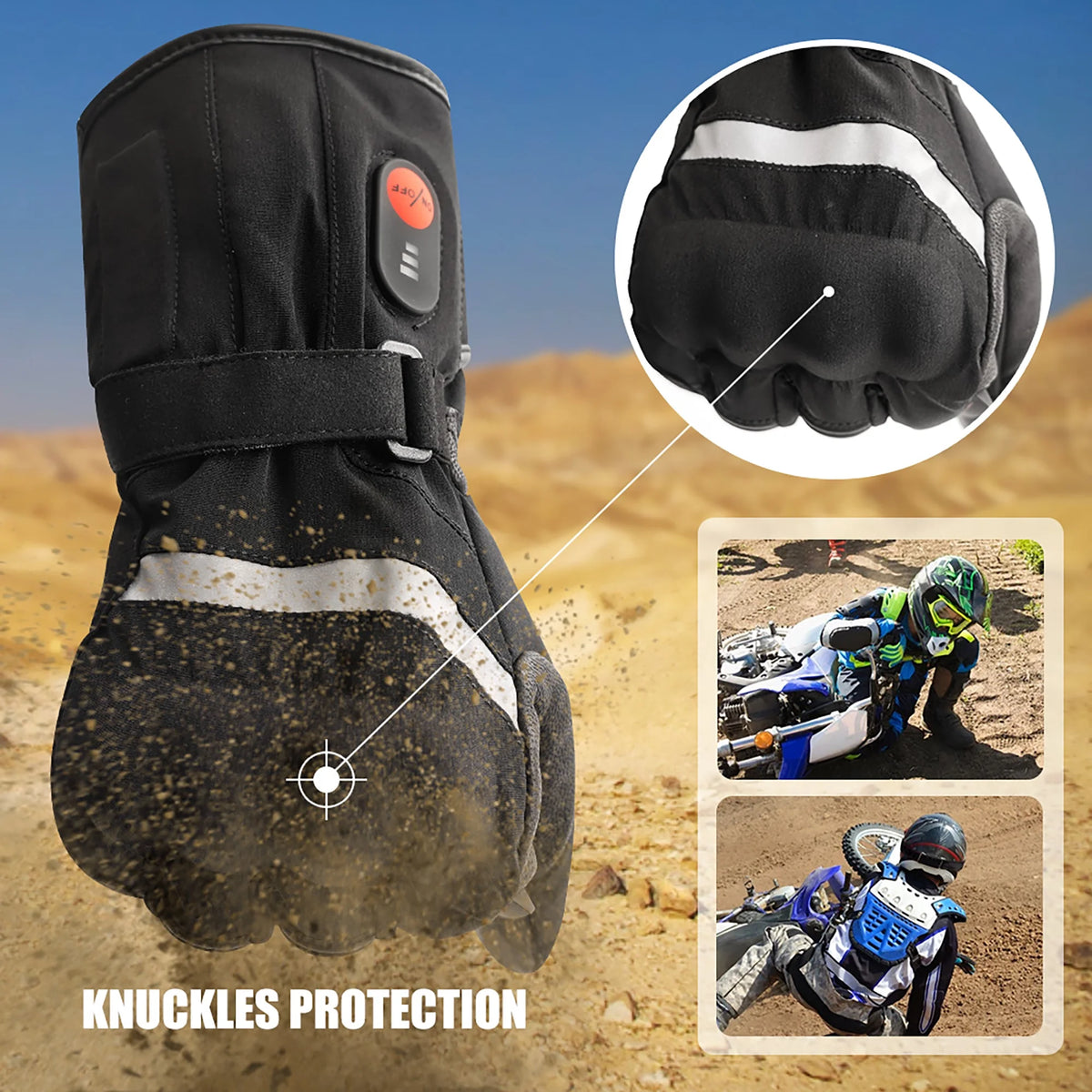Rechargable Heated Motorcycle Gloves (Black) K8234