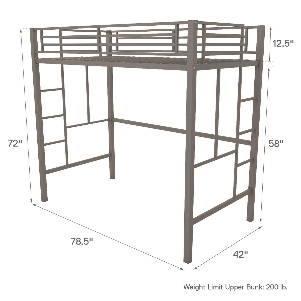 Twin Metal Loft Bed O7096