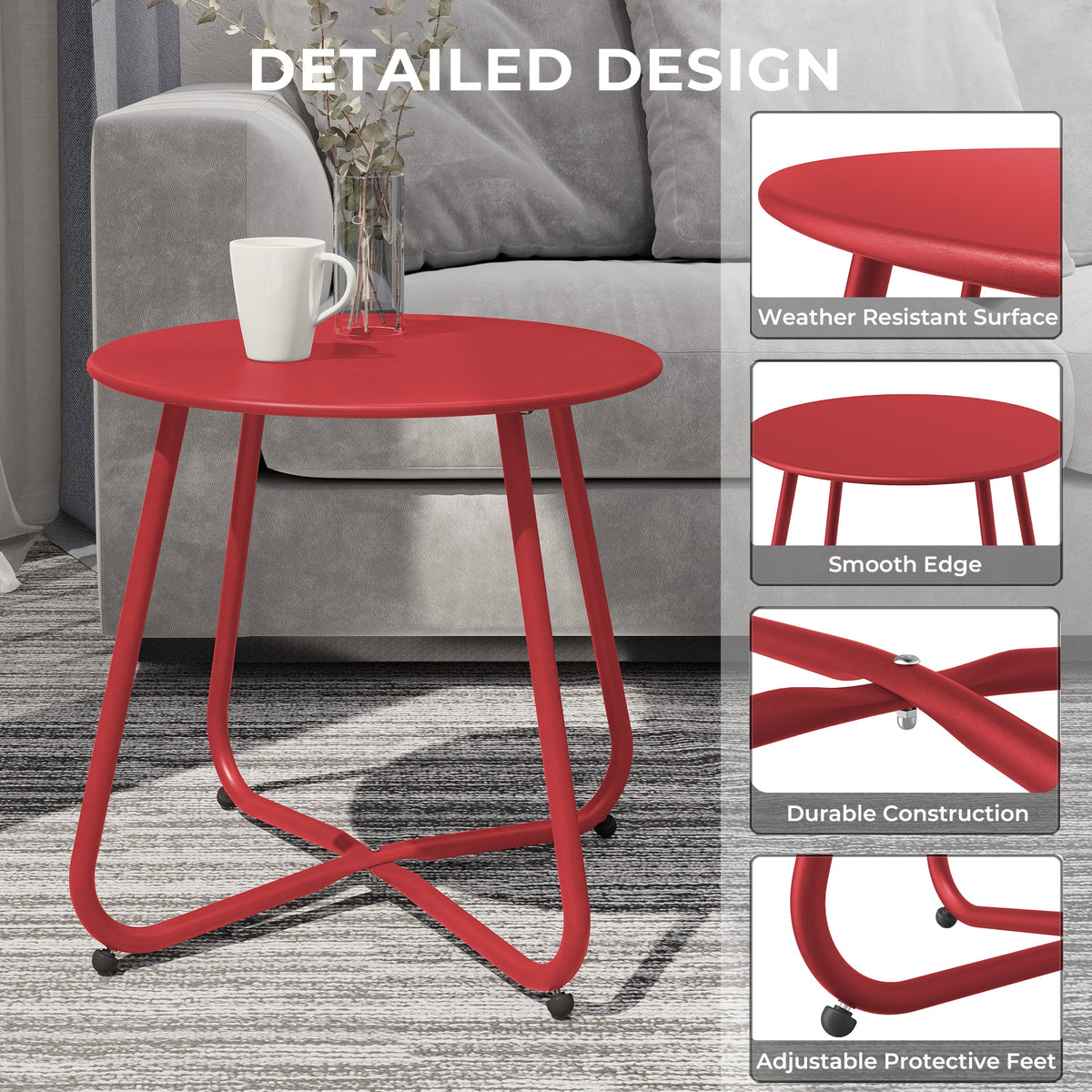 Steel Outdoor Side Table Red O657