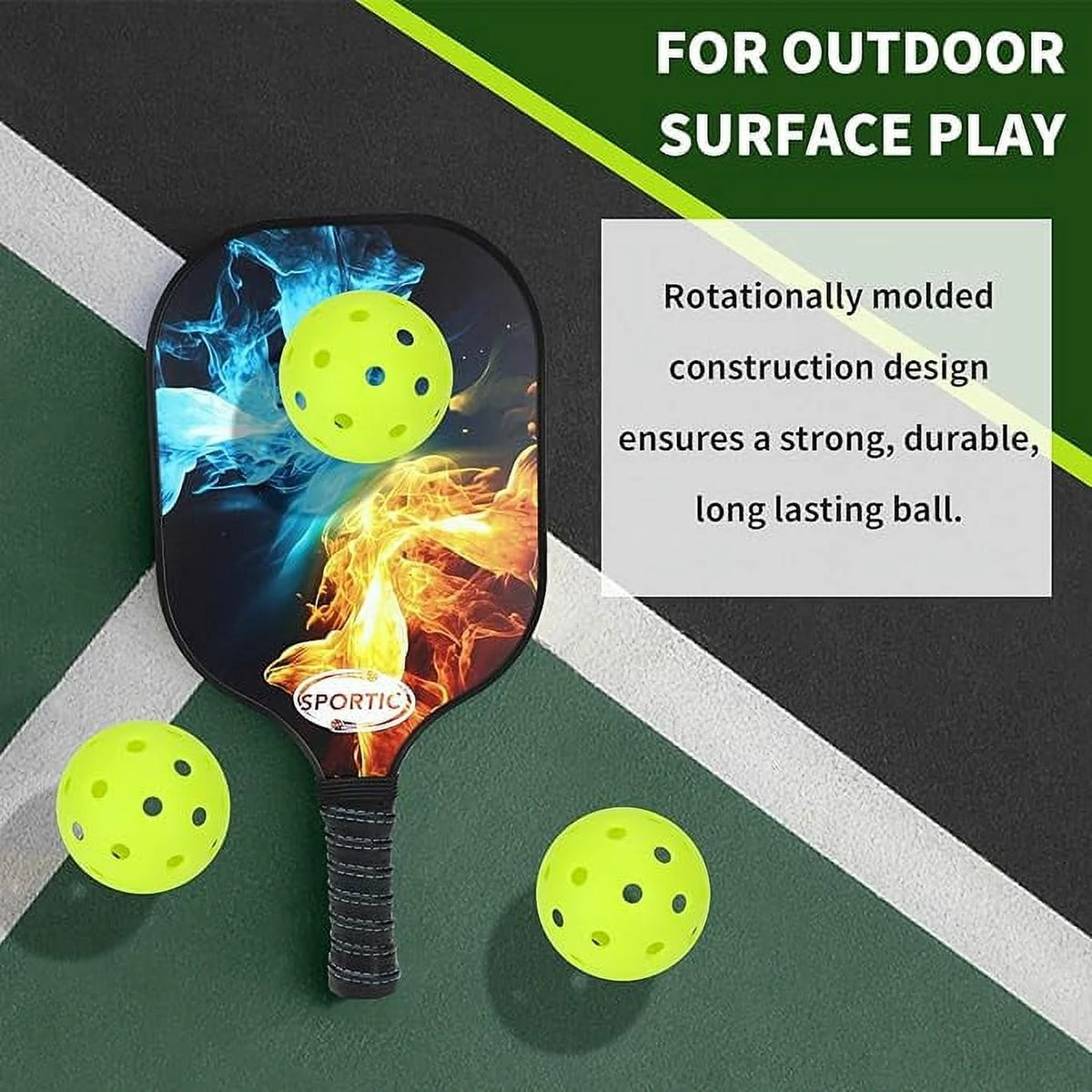 30PC Pickleballs 40 Holes Outdoor Indoor Green C812