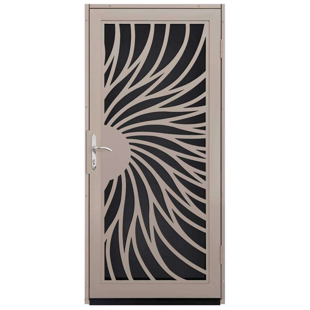 36 in. x 80 in. Tan Steel Security Door with Black Screen X978