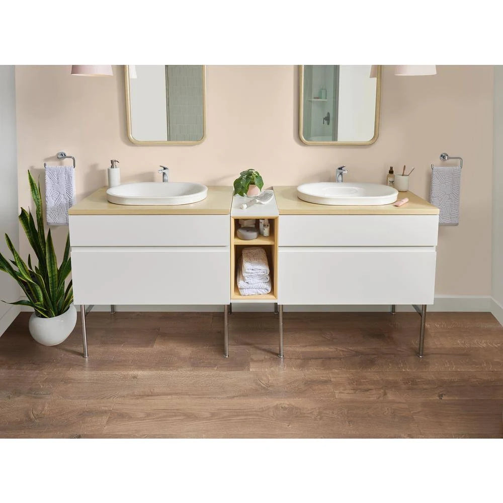 White Double Drawer Bath Vanity Cabinet A378356