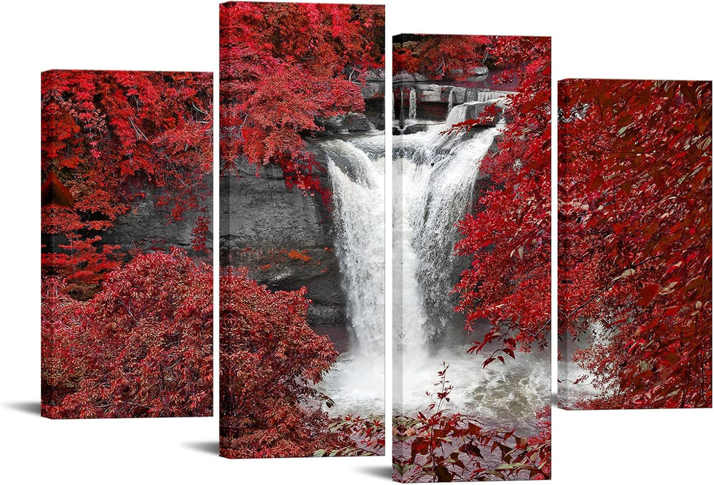 Black White and Red 4pcs Framed Canvas Print Wall Art 48x33inch U280