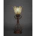 Bronze Finish Mini Table Lamp with Vanilla Leaf Glass H423