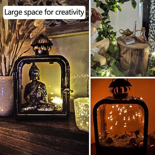 Vintage Metal Candle Lantern with Clear Glass (Bronze) W96093