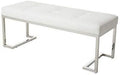 White Rectangle Tufted Faux Leather Bench S123175