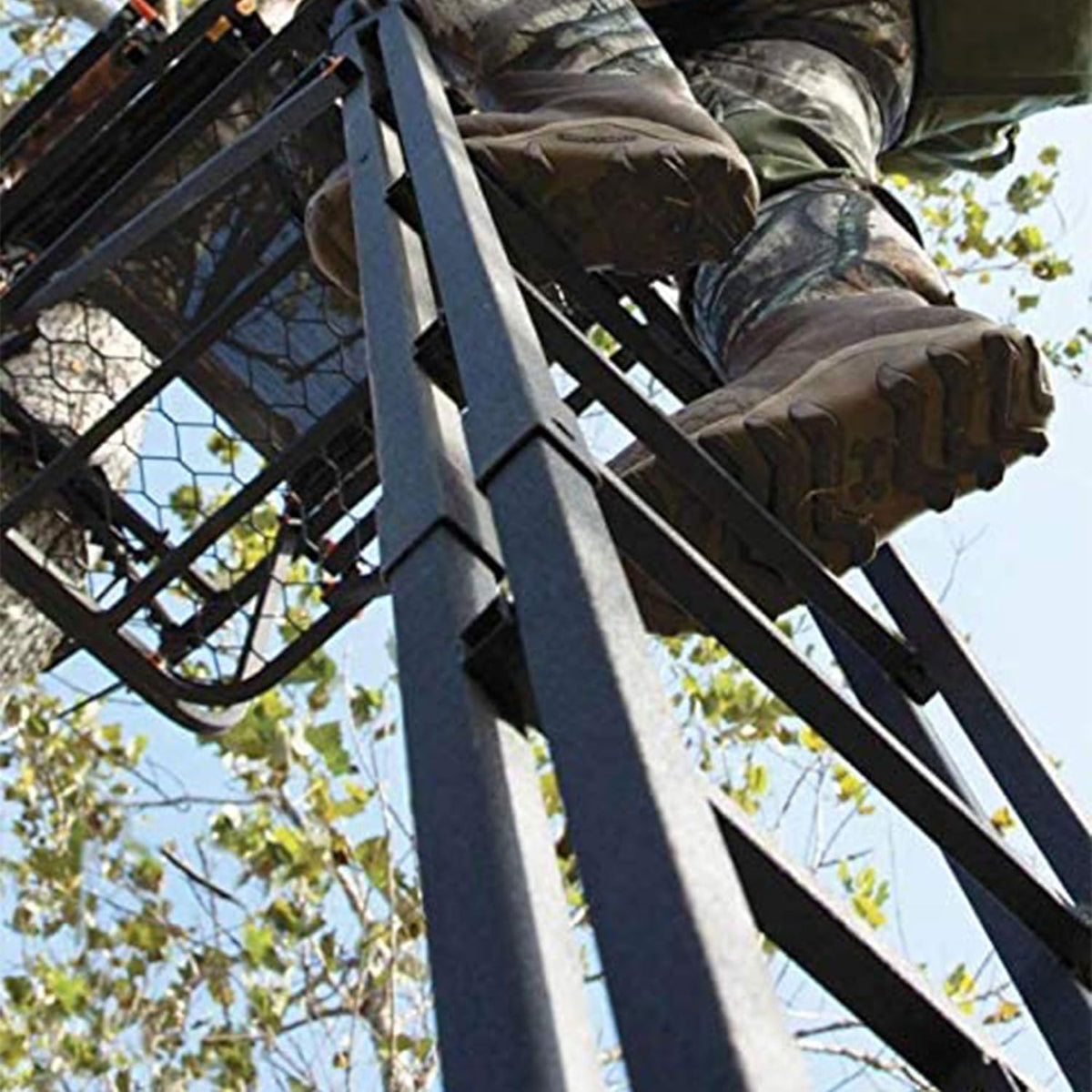 Black 20-Foot Tall 1 Person Hunting Ladder Tree Stand with Shooting Rail and Flex-Tek Seat (2 Pack) P197326