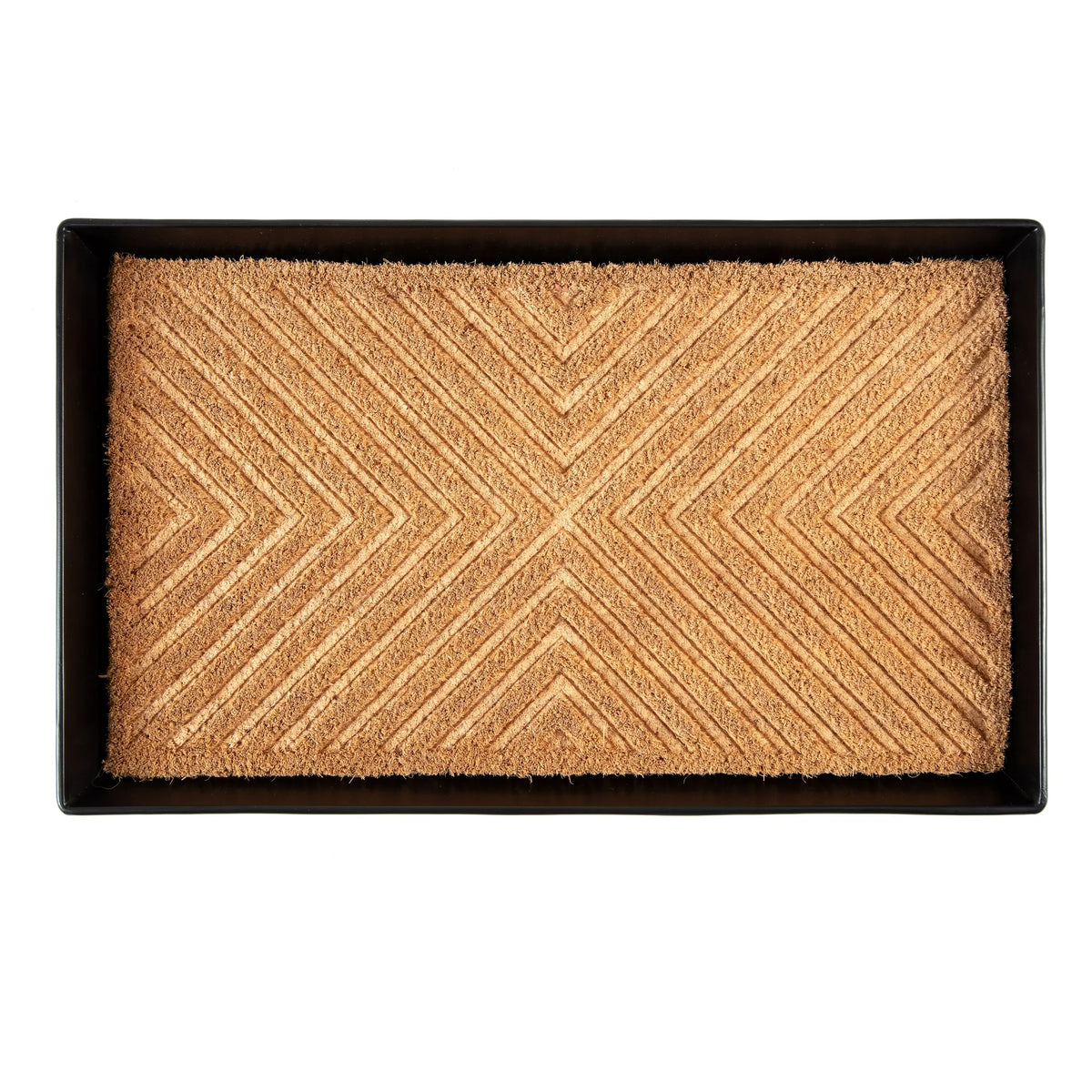 Black Metal Boot Tray with Coir Insert Q6414