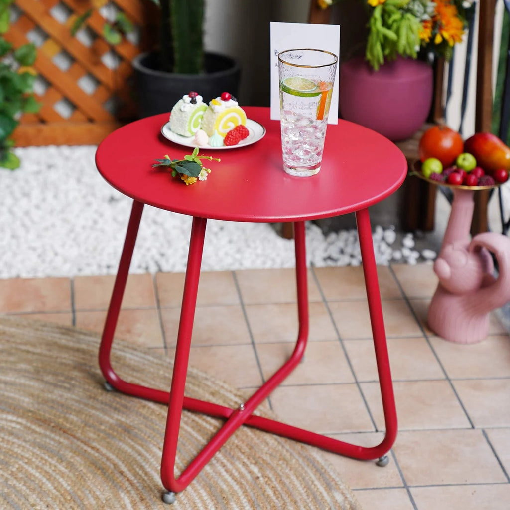 Steel Outdoor Side Table Red O657