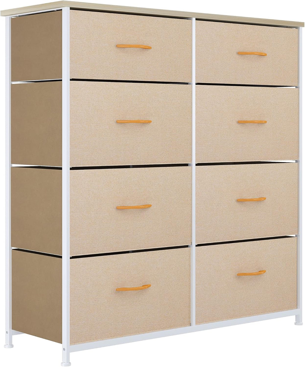 8 Drawer Fabric Dresser with Steel Frame and Wooden Top R228079